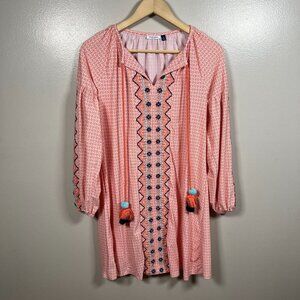 Cabana Life Tulum Embroidered Tassel Cover Up Dress Size Small Vacation Beach